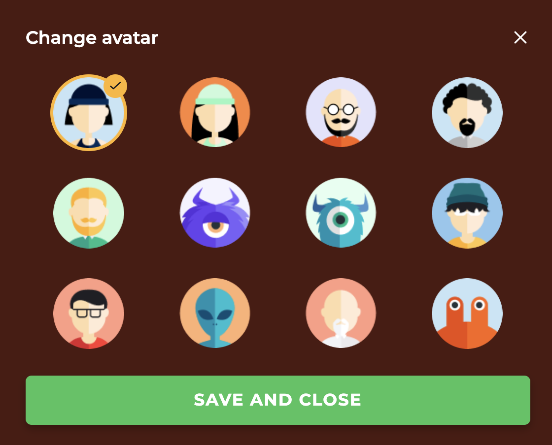 Avatar Selection Interface